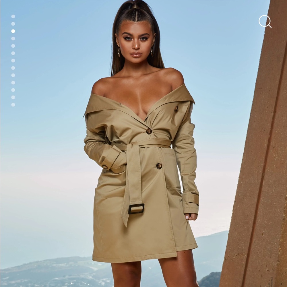 Oh polly beige trench coat/ dress. NWT